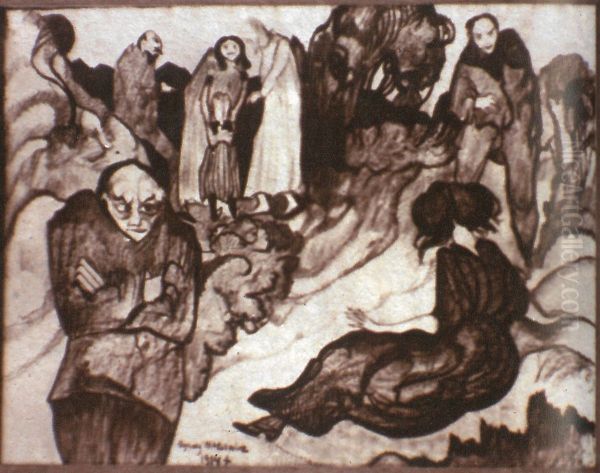 Composition with six figures Oil Painting by Stanislaw Ignacy Witkiewicz (Witkacy)