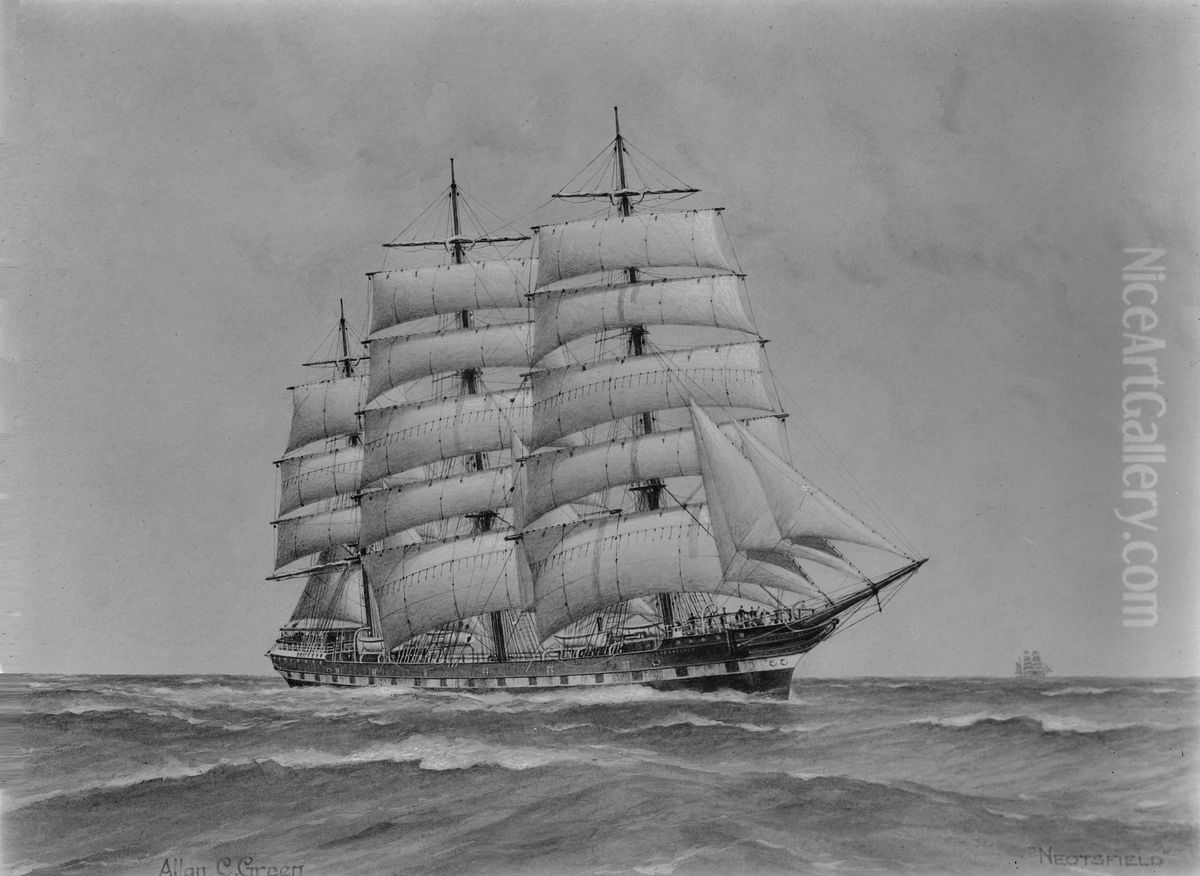 The clippership ,Noetsfield' under full sail Oil Painting by Allan C. Green