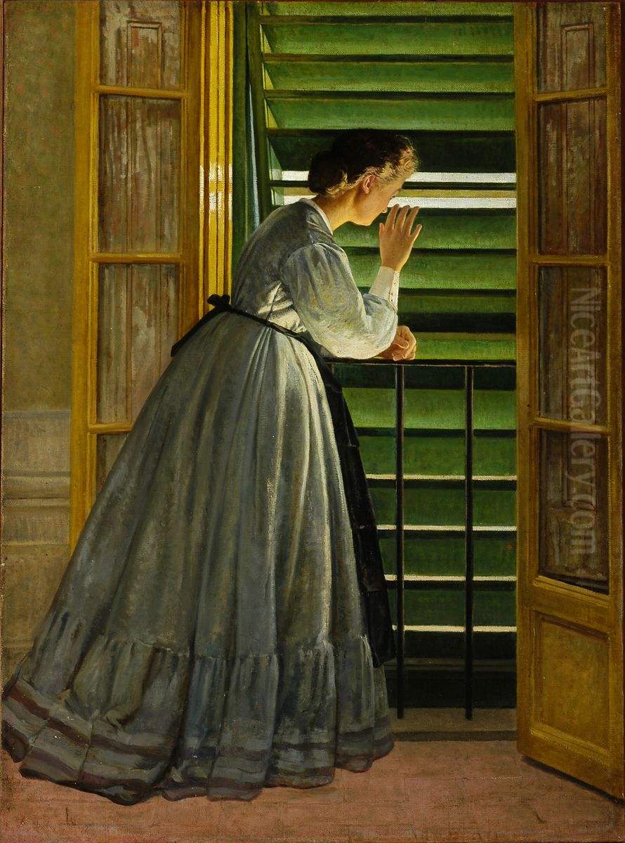 Curiosity Oil Painting by Silvestro Lega