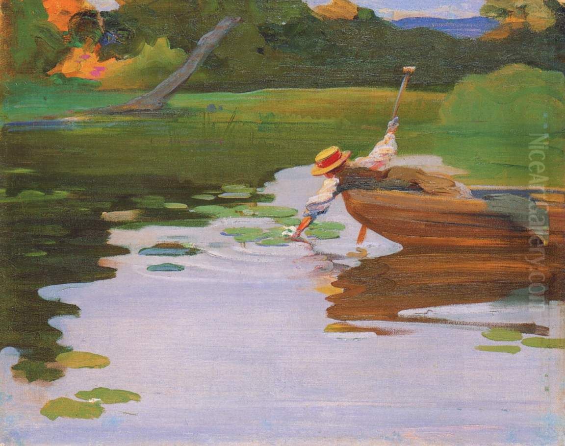 Madchen im Kahn Oil Painting by Curt Herrmann