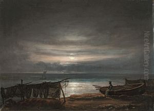 Baltic Sea beach at full moon