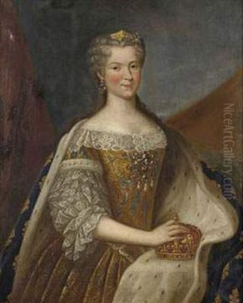 Portrait ofMarie Leszczynska(1703-1768), Queen of France Oil Painting by Francois Albert Stiemart