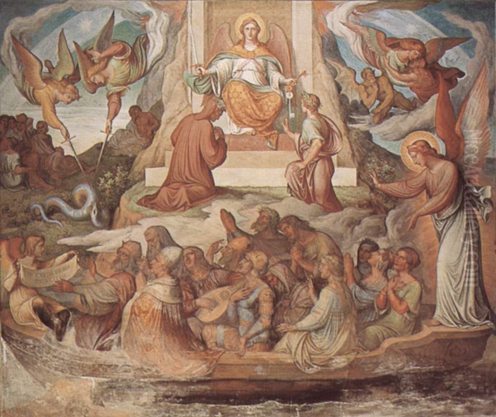 Szene: Suhneschiff und Lauterungsberg aus dem Purgatorio Oil Painting by Joseph Anton Koch