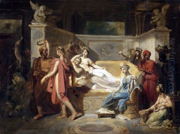 Alcibiade chez les courtisanes Oil Painting by Felix Auvray