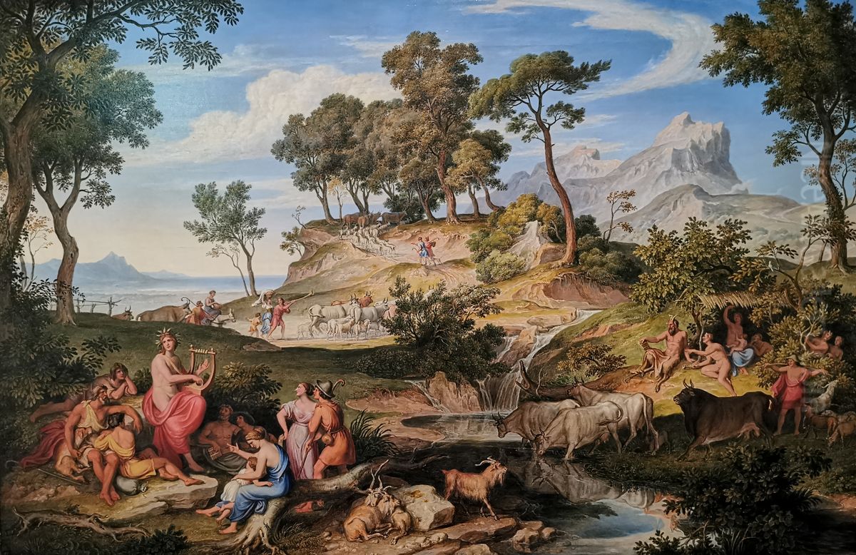 Apollo among the shepherds Oil Painting by Joseph Anton Koch