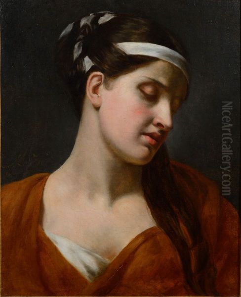 Rachel dans le role de Camille Oil Painting by Achille-Jacques-Jean-Marie Deveria
