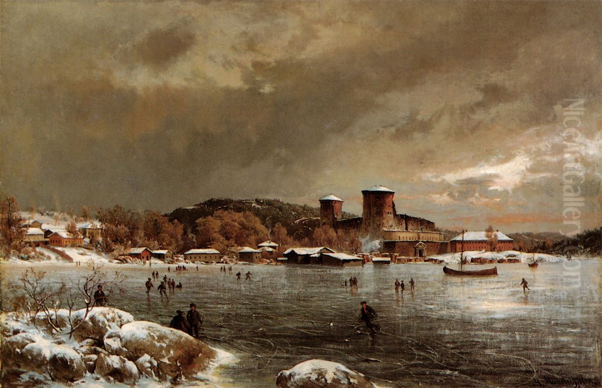 Olavinlinna Oil Painting by Hjalmar Munsterhjelm