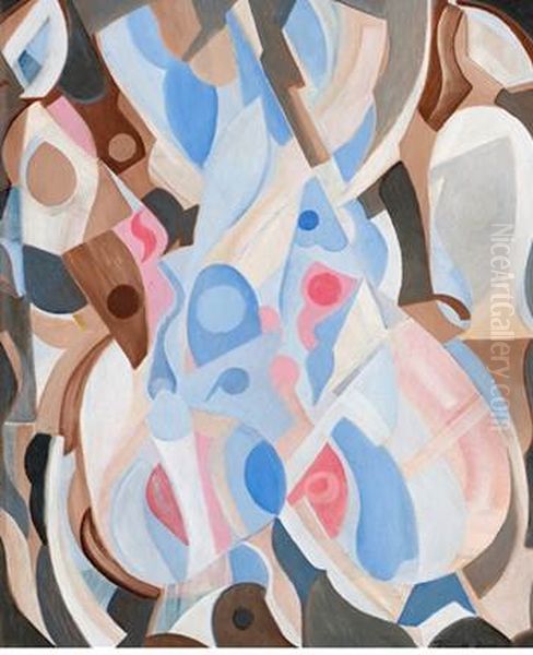 Untitled (Abstract Composision) Oil Painting by Thorvald Hellesen