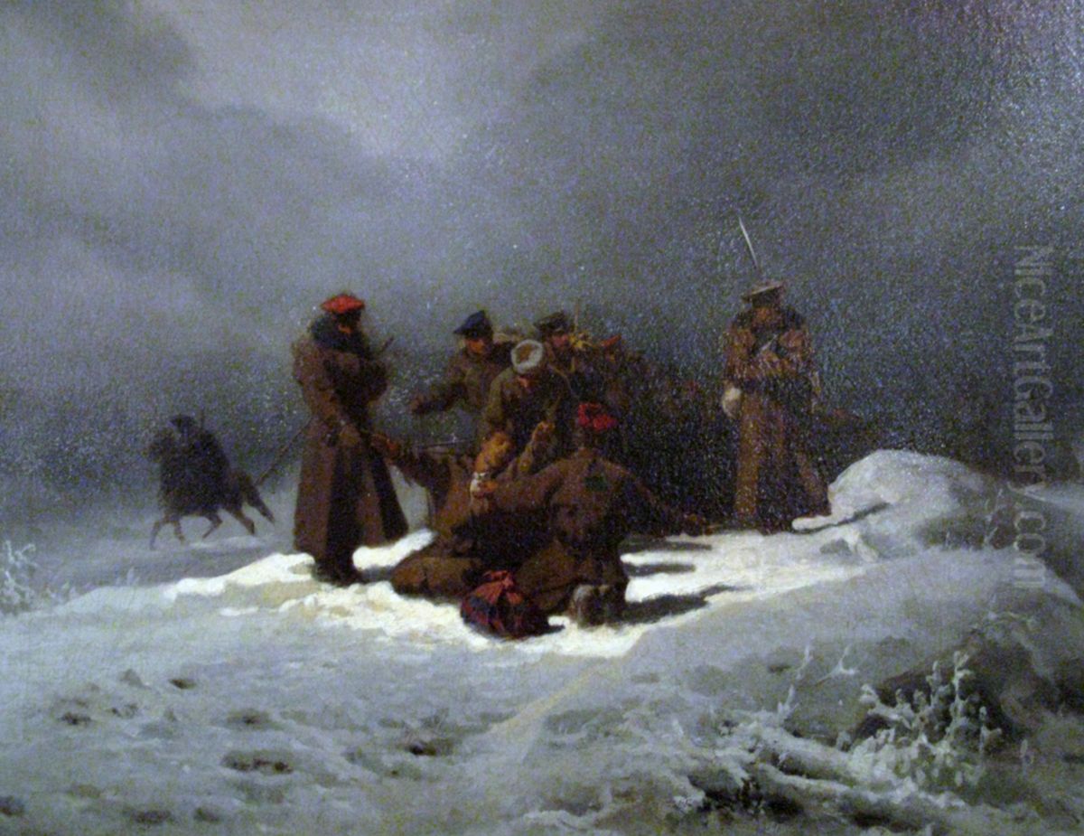 Foot-March to Siberia. Oil Painting by Artur Grottger