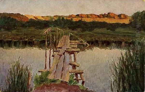 Footbridge Oil Painting by Konstantin Bakhtin