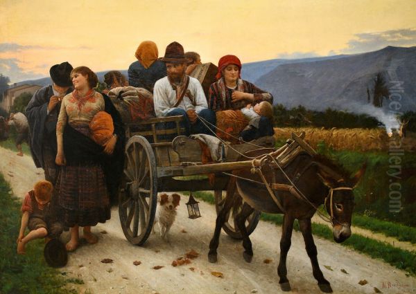 Per l'America (Emigranti) Oil Painting by Noe Bordignon