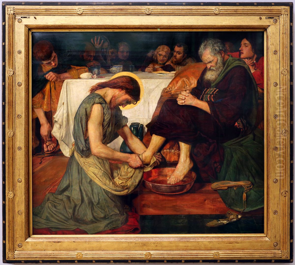 gesu lava i piedi a pietro Oil Painting by Ford Madox Brown