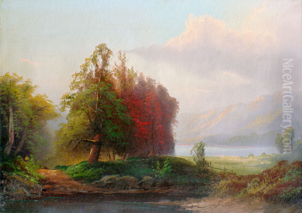 A Ford Across the Way Oil Painting by unknown