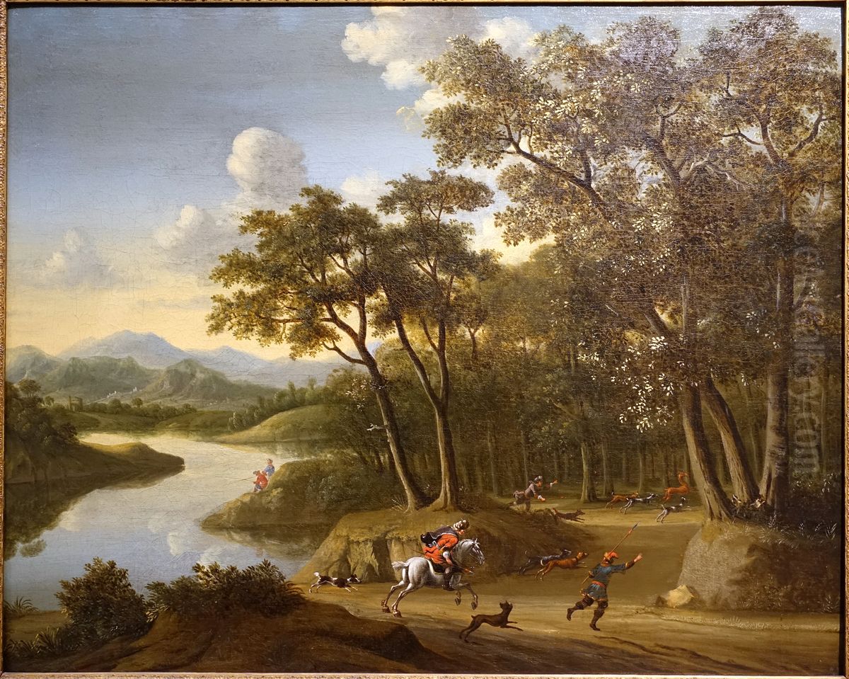 Forest with staffage figures Oil Painting by Pieter Wouwerman