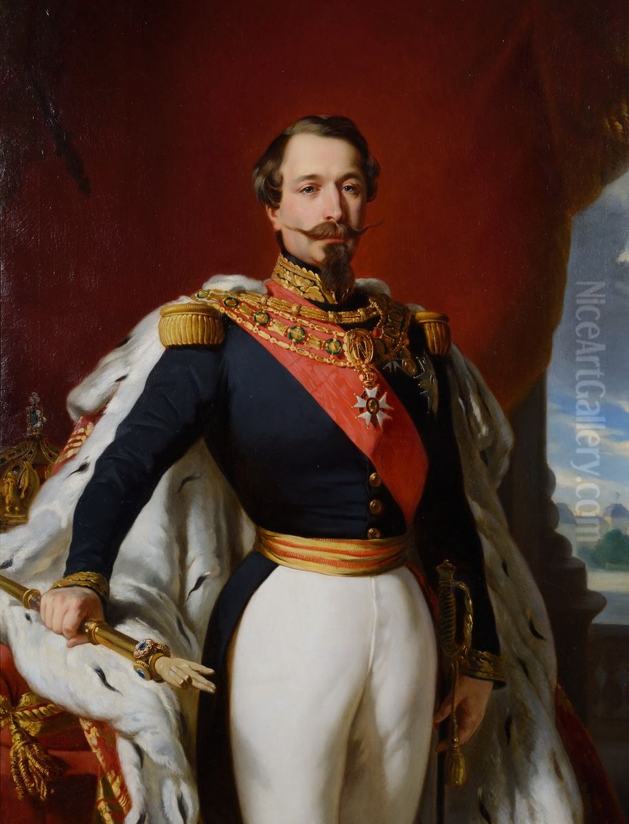 Portrait of EmperorNapoleon III(1808-1873) in Coronation Robes Oil Painting by Franz Xavier Winterhalter