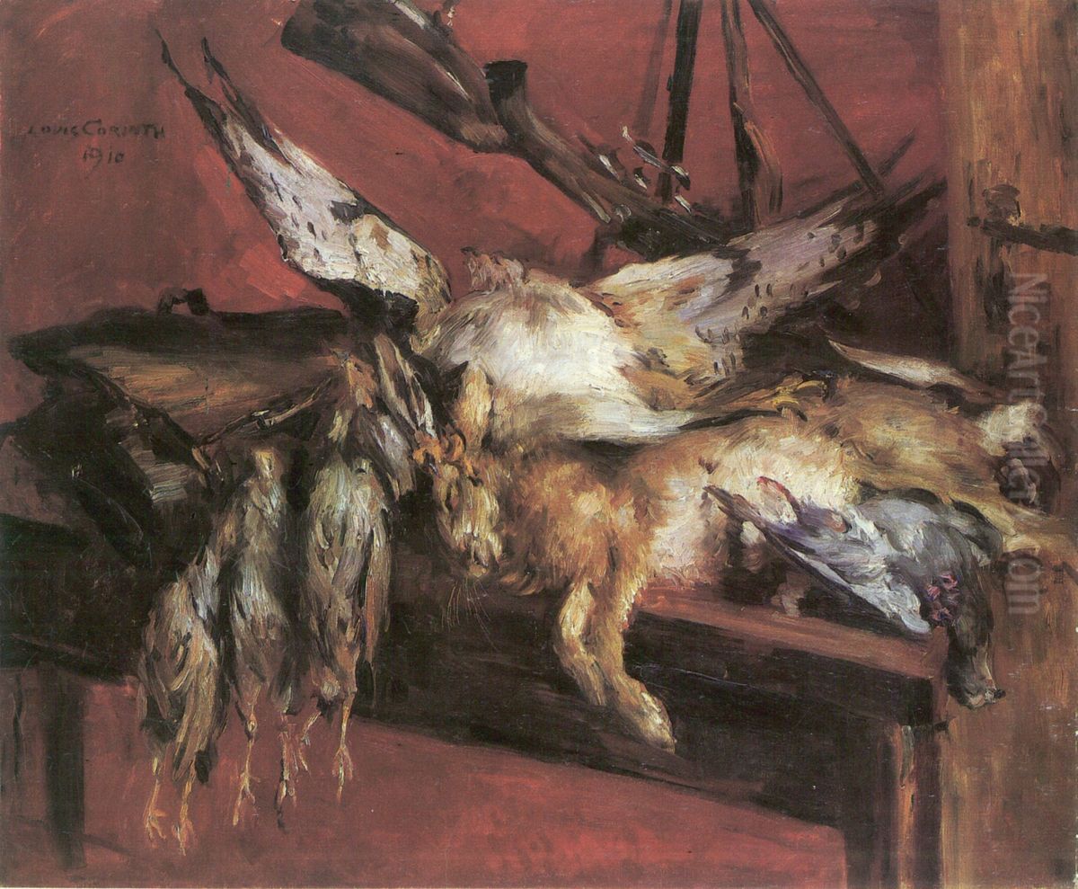 Jagdstillleben, Hase und Rebhuhner Oil Painting by Lovis (Franz Heinrich Louis) Corinth