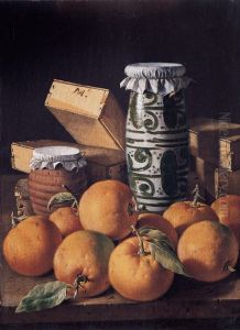 Still Life with Oranges, Manises vase, honey pottery jar and Boxes of Sweets