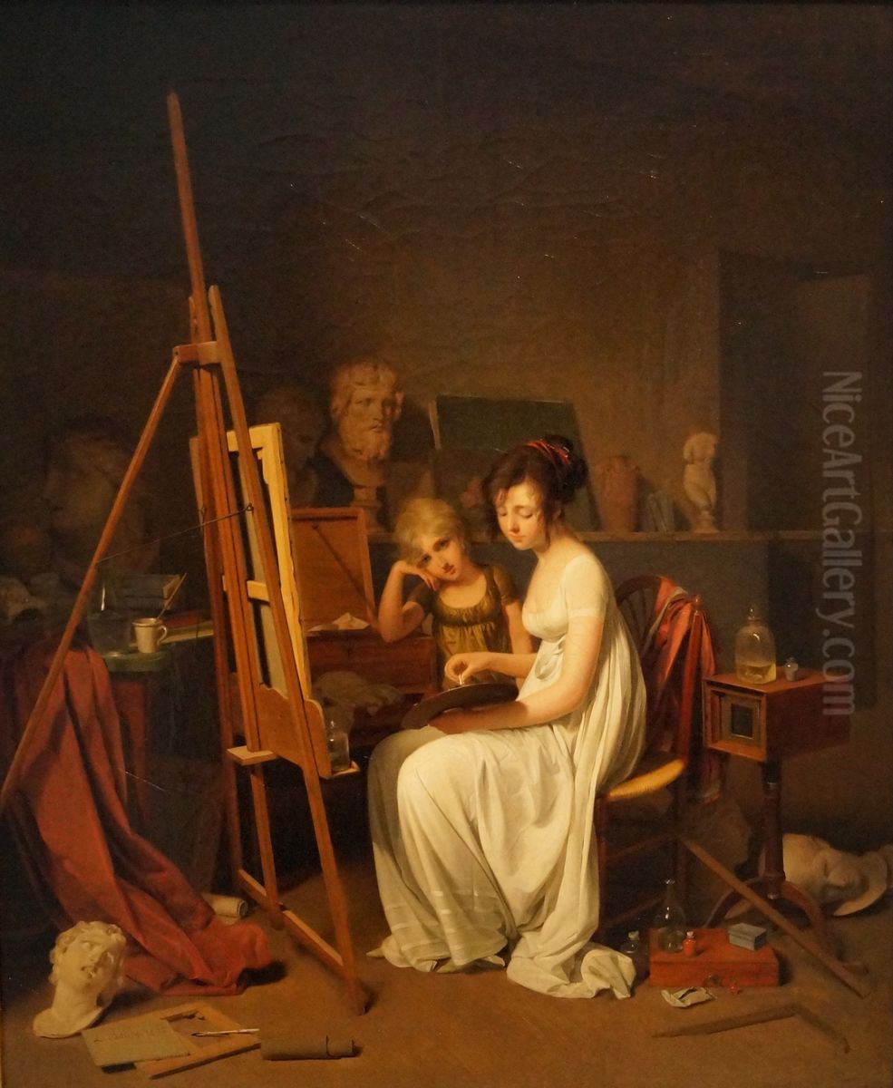 Studio of a Woman Artist (Studio of a Female Artist) Oil Painting by Louis-Leopold Boilly