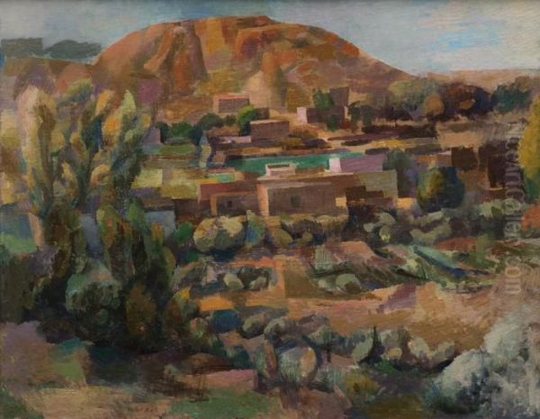 Santa Fe Hillside Oil Painting by Willard Nash
