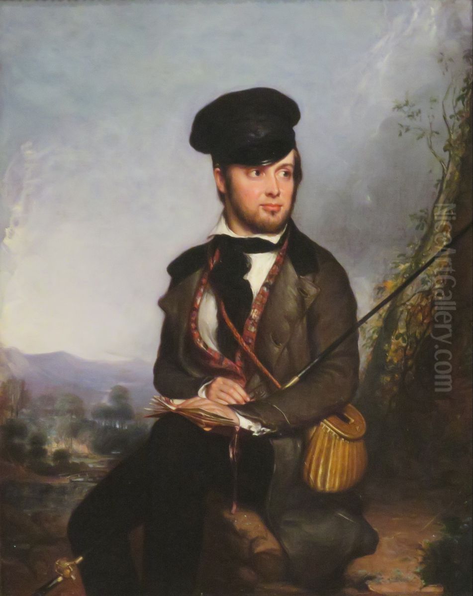 The Angler (Portrait of Charles Lanman) Oil Painting by William James Hubard
