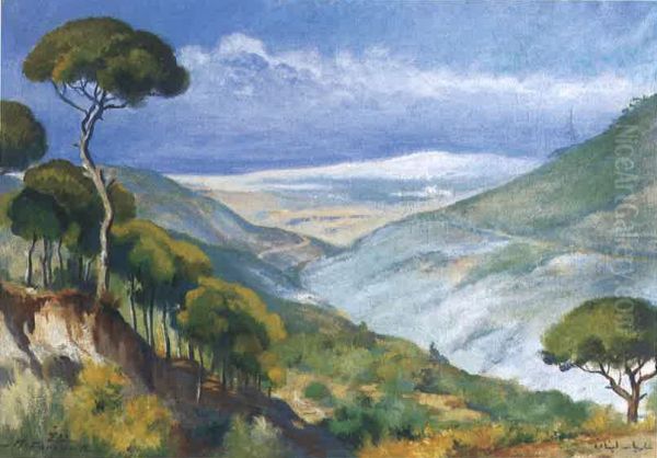 A View From Araya. Oil Painting by Moustafa Farroukh