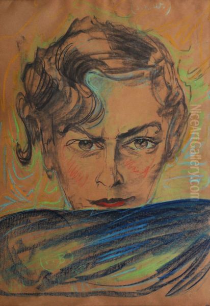 Portrait of Halina Krahelska Oil Painting by Stanislaw Ignacy Witkiewicz