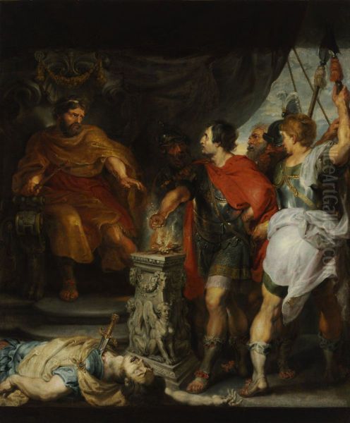 Mucius Scaevola Oil Painting by Peter Paul Rubens