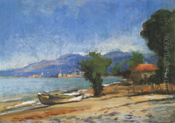 khlyj jwnyt. Oil Painting by Moustafa Farroukh
