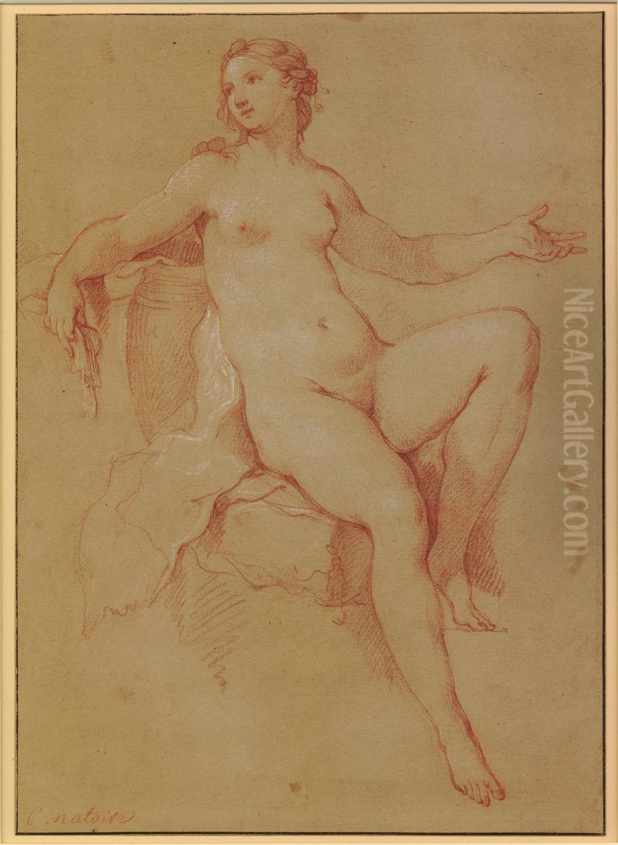 Female nude, study for `The Toilet of Psyche` Oil Painting by Charles-Joseph Natoire