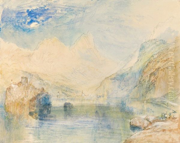 The Lauerzersee with Schwyz and the Mythen, Switzerland Oil Painting by J. M. W. Turner