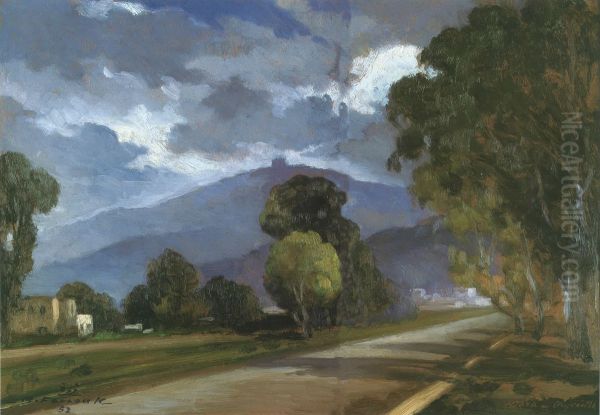 La Route de Dora. Oil Painting by Moustafa Farroukh