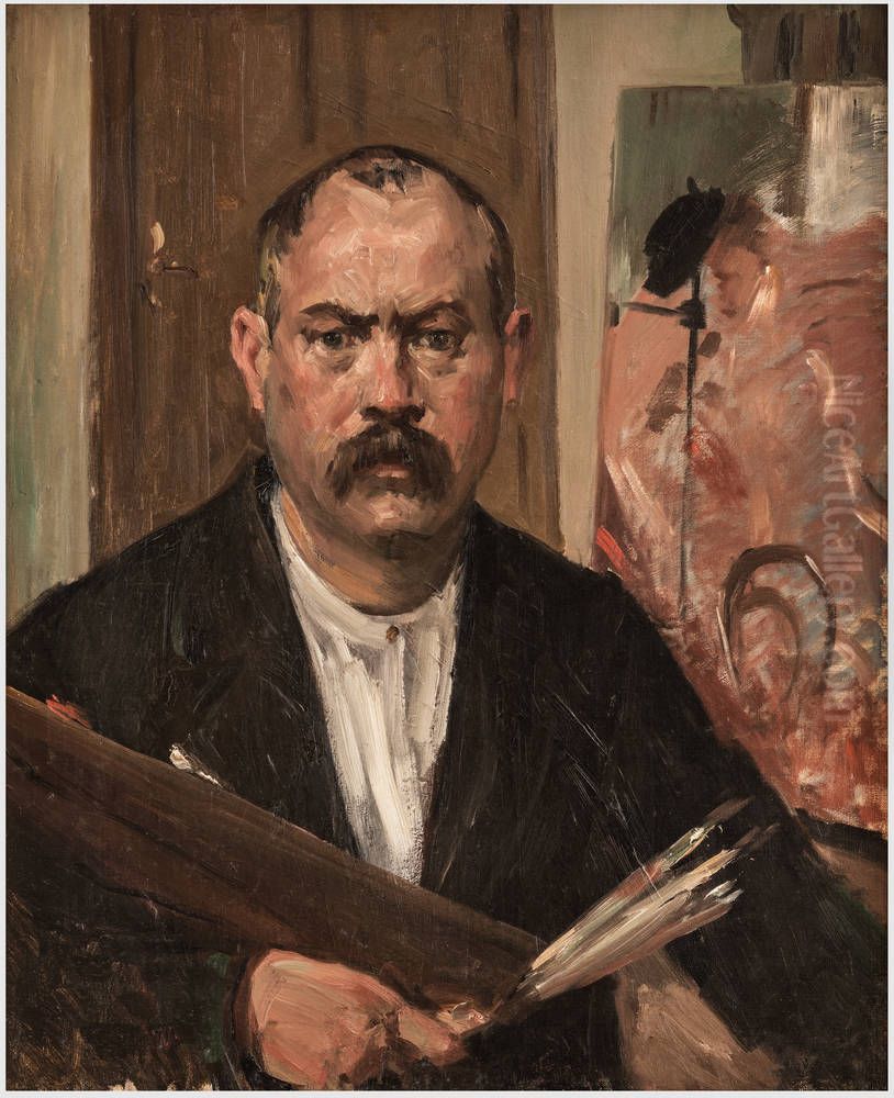 Self-portrait without a collar Oil Painting by Lovis (Franz Heinrich Louis) Corinth