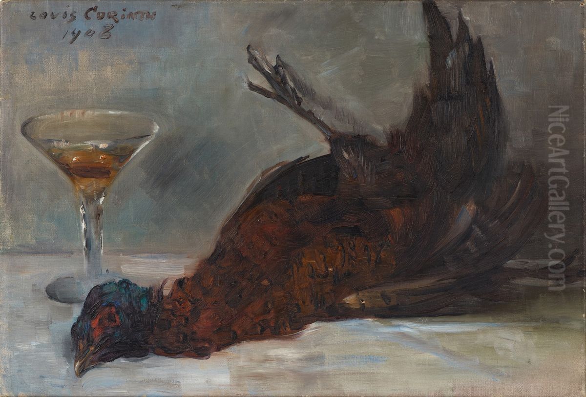 Stillleben mit Fasan und Weinglas Oil Painting by Lovis (Franz Heinrich Louis) Corinth