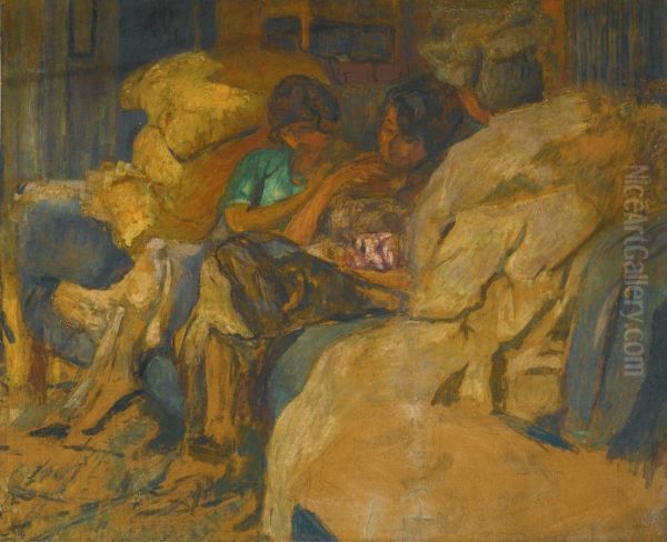 Trois Femmes Sur un Canape au Clos Cezanne Oil Painting by Jean-Edouard Vuillard
