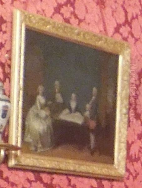 Portrait of Jan Frederik Bachman (1720-1774) and his family Oil Painting by Tibout Regters
