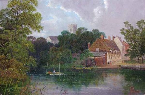 Ringwood Church and Bolderswood, New Forest, Hants Oil Painting by Stanley Larpent Allan