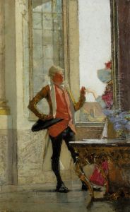 Galantes Paar am Fenster. Galantes Paar am Fenster.