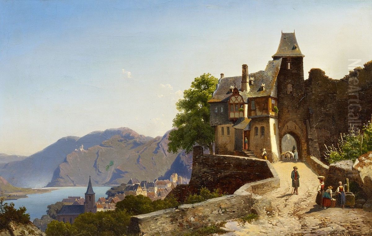 Landschaft bei Cochem an der Mosel Oil Painting by Johann Gottfried Pulian