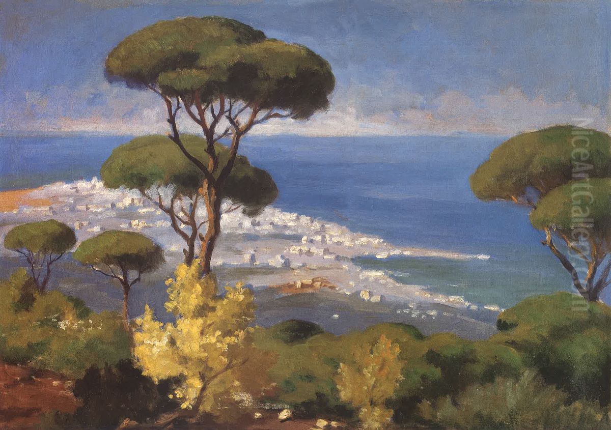 Vue De Beyrouth. Oil Painting by Moustafa Farroukh