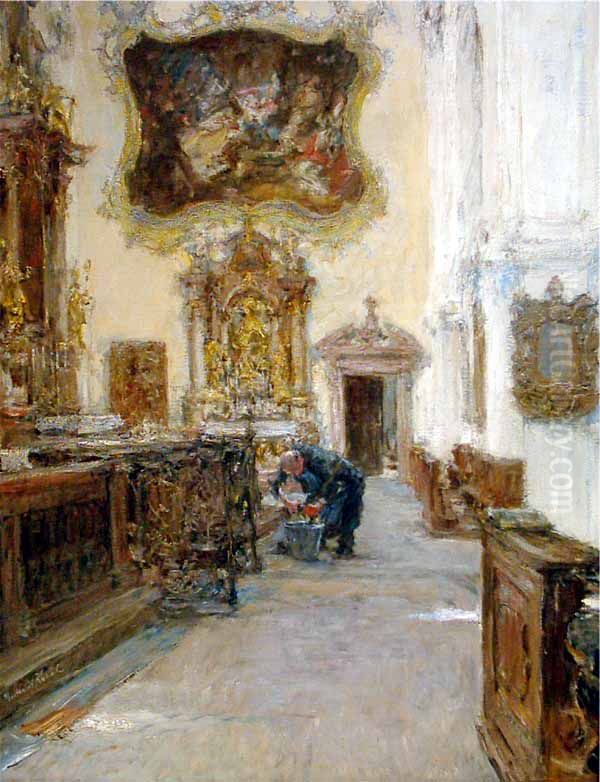 Inneres der Peterskirche in Salzburg Oil Painting by Gotthardt Kuehl