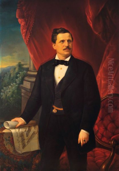 Portrait of Johann Weitzer Oil Painting by Gottfried Lindauer