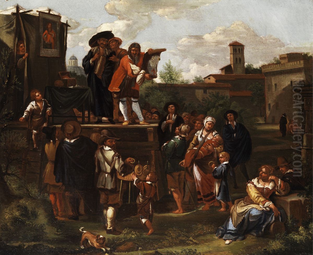 Traveling theatre Oil Painting by Jan Miel