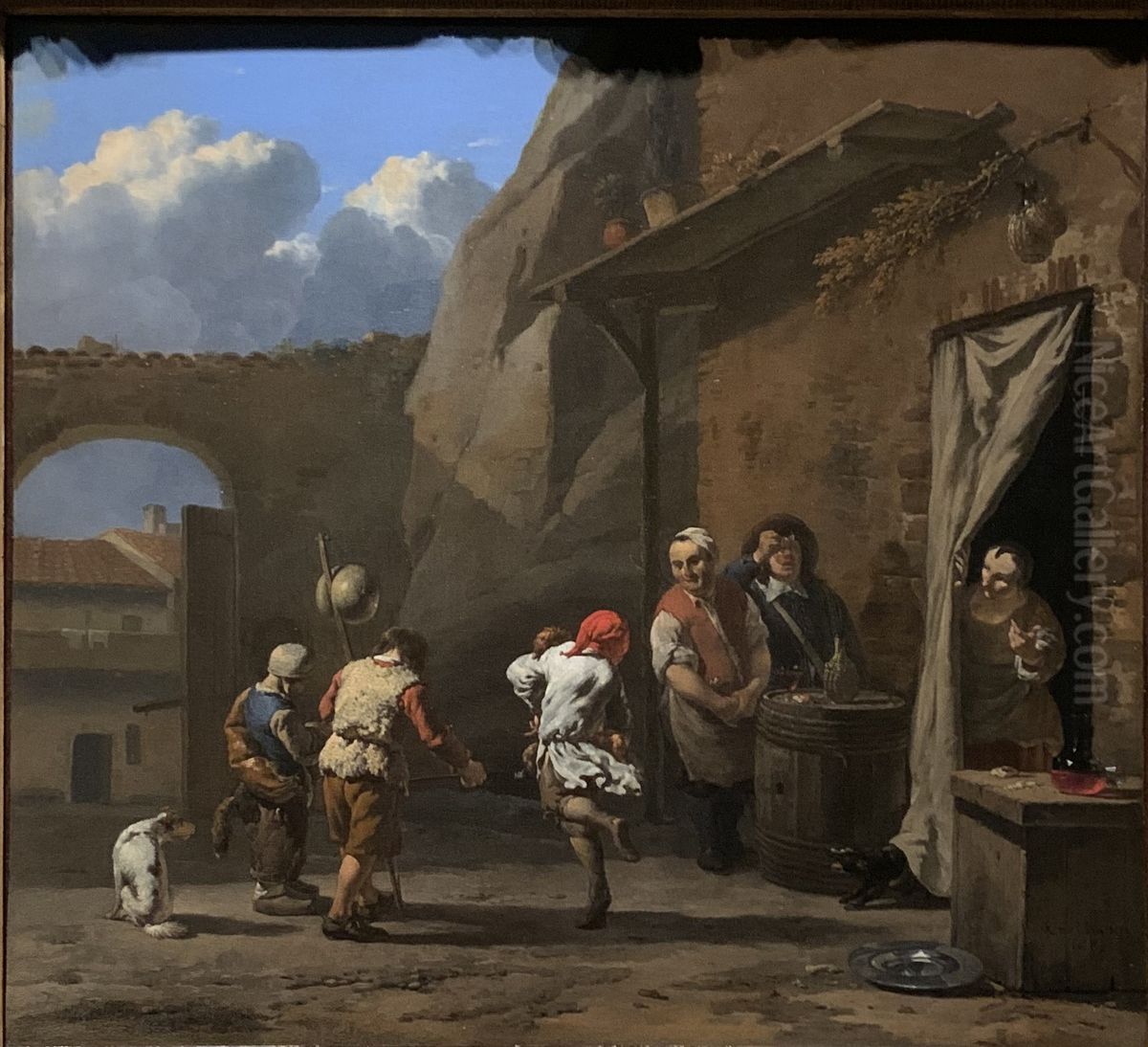 Dansende en musicerende kinderen voor een herberg Oil Painting by Karel Dujardin Dansende en musicerende kinderen voor een herberg Oil Painting by Karel Dujardin