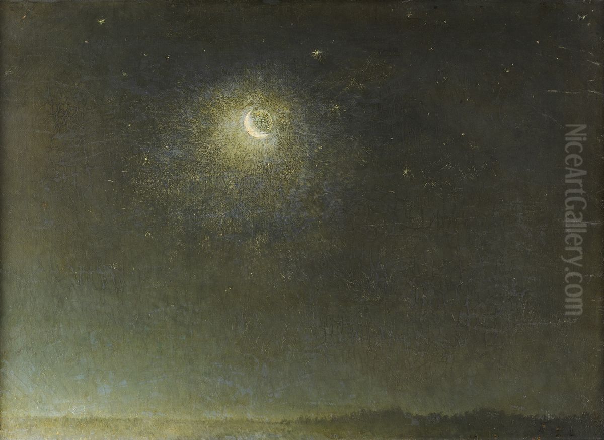Luna mancante avanti l'alba Oil Painting by Filippo Palizzi