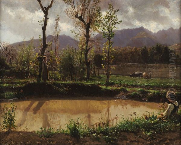 Landscape after the rain Oil Painting by Filippo Palizzi