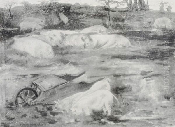 Schweinehof Oil Painting by Lovis Corinth
