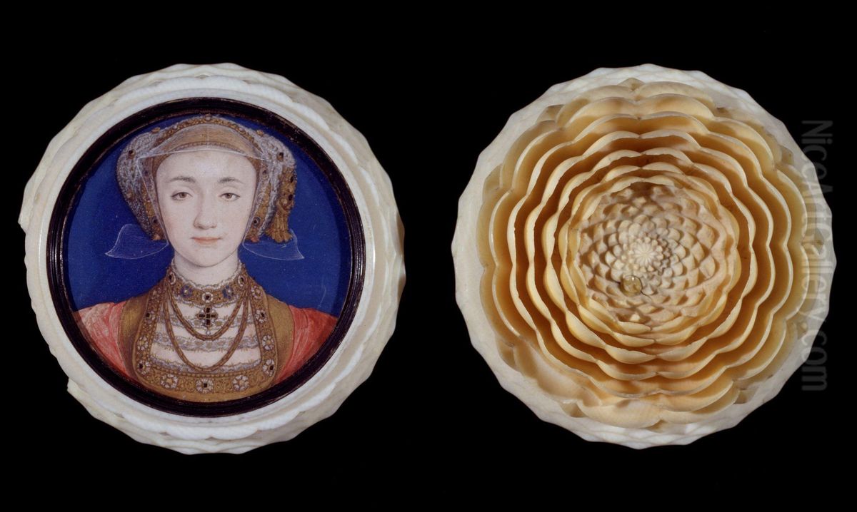 Portrait miniature of Anne of Cleves (1515-1557) Oil Painting by Hans Holbein the Younger