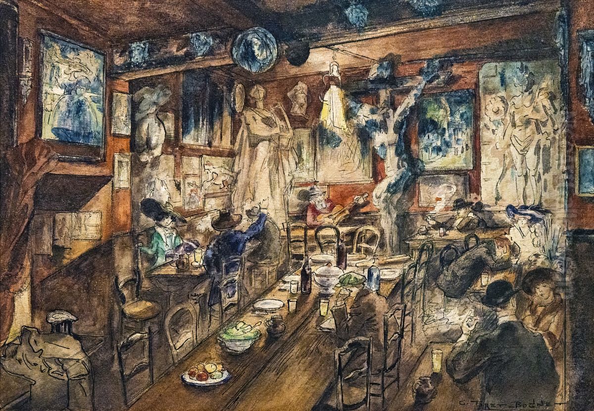 Interior of theLapin Agile Oil Painting by Georges Tiret-Bognet