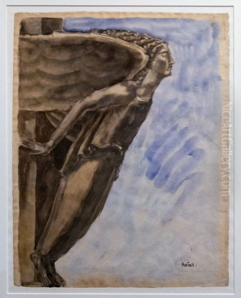 La destruction de Reims Oil Painting by Antoine Bourdelle