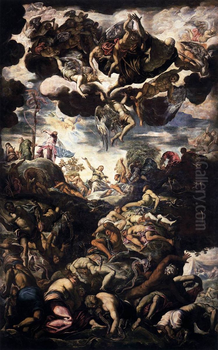 The Brazen Serpent Oil Painting by Jacopo Tintoretto